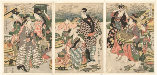 Kilátás a halpiacra a Shiba tengerpartján [Shiba] no ura uoichi no zu (cím a tárgyon)