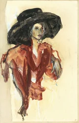 Elegáns nő fekete kalapban