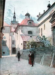 Jirska Ulice, Prága, illusztráció a "Stara Praha (Régi Prága)"-ból, 1900 körül (litho)