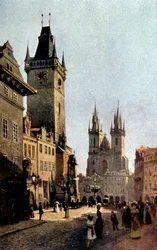a Starometsky tér és a városháza Prágában, kb. 1900 (nyomtatott)