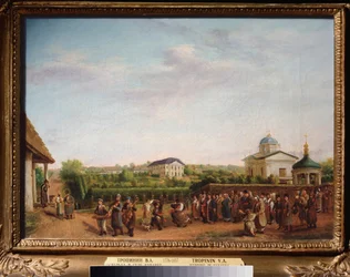 Noce dans le village de Kukavka (Ukrajna) (Az esküvő Kukavka faluban) - Vaszilij Andrejevics Tropinin (Vaszilij Tropinin) (1776-1857) festménye, olaj, vászon, 1810 körül, orosz művészet