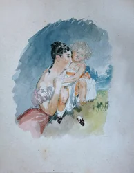 Stefania zu Sayn-Wittgenstein grófnő portréja, szül. Radziwill 1809-1832 Maria lányával, 1