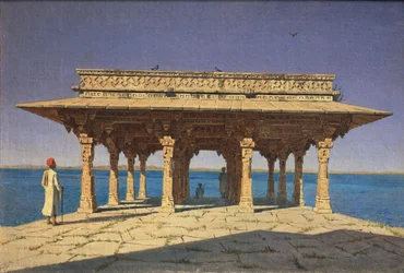 Este a Lake Jaipur kerületben, Rajasthan államban, India, 1874