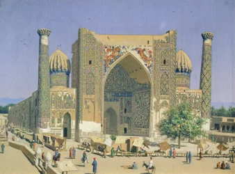 Medrasah Shir-Dhor a Registan helyen Szamarkandban