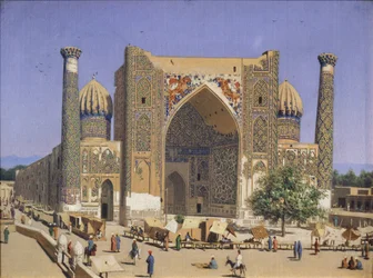 A Sherdar Madrasah a Registan téren Szamarkandban, 1869-1870