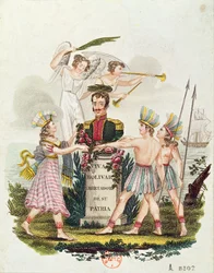 Bolívart magasztaló népszerű képek, 1840 körül
