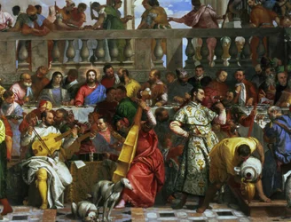 A kánai házassági lakoma, zenészek és kutyák részlete, 1562 körül olaj, vászon, 94932 részlet