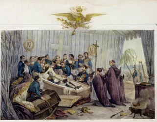 Napóleon Bonaparte (1769-1821) koporsójának felnyitása Szent Ilona szigetén, 1840. október 16-án.