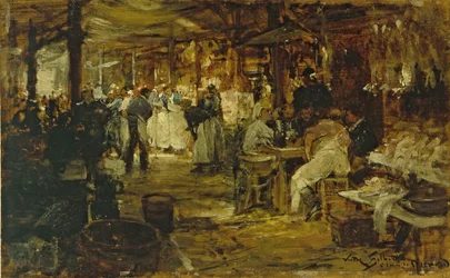 Le marché de la Madeleine, 1890 körül (olaj, fa)