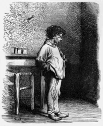 Navet, Gavroche barátja, illusztráció Victor Hugo "Nyomorultak" című regényéhez (4. rész: L