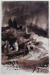 A kastély, 1878 (toll, tinta és mosás papíron)