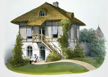 Egy ház Enghienben, illusztráció a „Habitations Champetres”-ből, Párizs, 1895 körül (chromolitho)