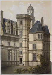 Anjou szállodája, Angers, illusztráció a párizsi „Les Chateaux de la vallee de la Loire”-ból, Ch. Boivin, 1861