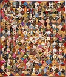 Crazy Quilt (selyem, pamut, gyapjú, len, darabos, hímzett)