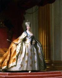 II. Nagy Katalin orosz cárnő (1729-1796) egész alakos portréja koronázási ruhájában, 1779, The David Collection