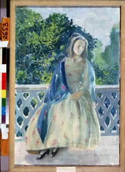 ""Jeune fille au balcon"" Peinture de Viktor (Victor) Elpidiforovich Borisov-Musatov (Borisov Musatov) (1870-1905) 1900 Állami A. Radishchev Művészeti Múzeum Saratov