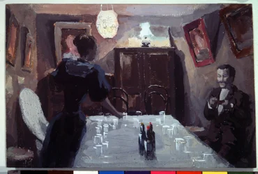 "Várakozó látogatók" (Várakozó látogatók) Viktor (Victor) Elpidiforovics Boriszov-Muszatov (Boriszov Muszatov) akvarell és gouache (1870-1905) (szimbolika) 1894 Állami Tretyakov Galéria, Moszkva, Oroszország