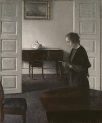 Belső egy hölgy olvasóval, 1900 körül (olaj, vászon)