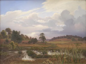 Táj az erdő északi erdő közelében, Jægerspris, Zealand