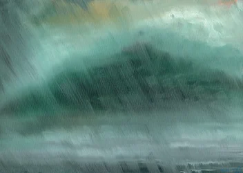 Hegyi eső, 2017, (olaj, vászon tábla)