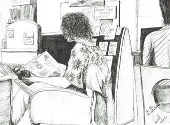 Olvasás a Waterstones könyvesboltban, Manchester, 2007
