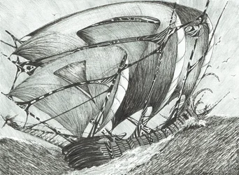 viharkészítők Azovi-tenger, 2017, (Tinta papíron)