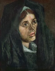 Zöld kendős parasztasszony feje, 1885.
