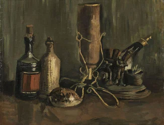 Csendélet palackokkal és kagylóval, 1884.
