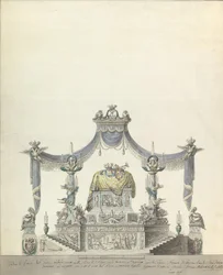 Nagy Katalin oroszországi császárné katafalkja oldalsó kiemelkedés., 1796.