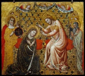A Szűz megkoronázása. Vitale da Bologna (1289/1309-1359/1369) fatáblaképe. Párizs, Musée du Louvre.