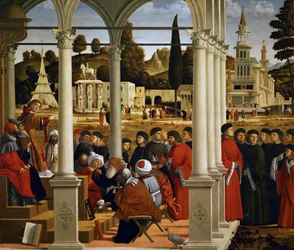 Szent István a főpap és a Szanhedrin vénei előtt, 1514.
