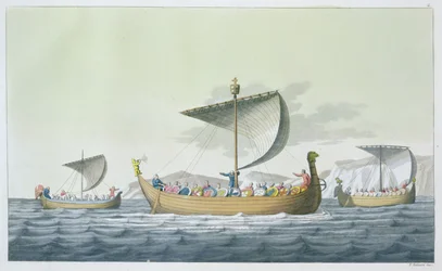 Hódító Vilmos flottája, 1066, 8. lemez Jules Ferrario „Le Costume Ancien et Moderne” című művéből, az 1820-as és 30-as évek körül megjelent