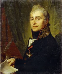 Alekszandr Fedosejevics Bestuzsev (1761-1810) portréja. (Alekszandr Fedosejevics Bestuzsev portréja). Vlagyimir Lukics Borovikovszkij (ou Borovikovski) peinture (1757-1825), huile sur toile