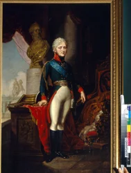 I. Sándor orosz császár (1777-1825) portréja. Vlagyimir Lukics Borovikovszkij (vagy Borovikovszkij) (1757-1825) festménye, olaj, vászon, 1800 körül. 18. századi orosz művészet. Állami Borodino Háborús és Történeti Múzeum, Moszkva.