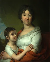 A.E. Labzina és nevelt lánya, S.A. Mudrova portréja, 1803