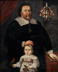 Sir Edward Lawrence a fiával és egy papagájjal