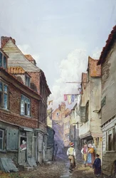 Nézet alakjai a Glean Alley-ben, Bermondsey, London, 1825