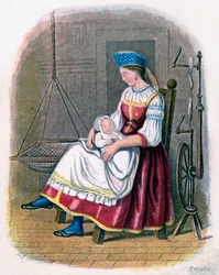 Orosz nő babával, 1809.