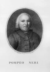 Pompeo Neri (1706-1776) olasz jogtudós és politikus portréja, Benedetto Bordiga (1768-1847) rézkarca Francesco Sabatelli (1803-1829) rajza alapján