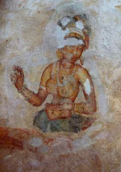 Srí Lanka, lányok freskója a Sigiriya régészeti komplexumban (UNESCO Világörökségi Lista