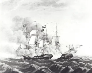 USS Constitution és HMS Guerriere (litho)