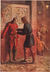Hamlet megpróbálja rávenni Guildensternt pipázni William Shakespeare „Hamlet” című művéből, a Hodder und Stoughton kiadásában 1915-ben.