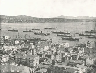 A Boszporusz Scutari felé néz, Konstantinápoly, Oszmán Birodalom, 1895.