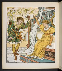 Jakob és Wilhelm Grimm „A király lánya és a béka” (litográfia)