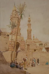 Arab utcai jelenet, Kairó (akvarell)