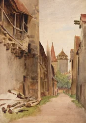 Hátsó utca, Rothenburg (akvarell)