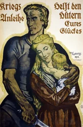 Első világháború 1914-1918. Német plakát hadikölcsön-kötvények előfizetői számára