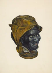 Játék persely: fekete fiú feje, 1939 körül.