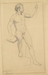 Ülő férfi akt, 1870-77 körül (grafit szőtt papíron)