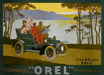 Orel autók hirdetése (színes litho)